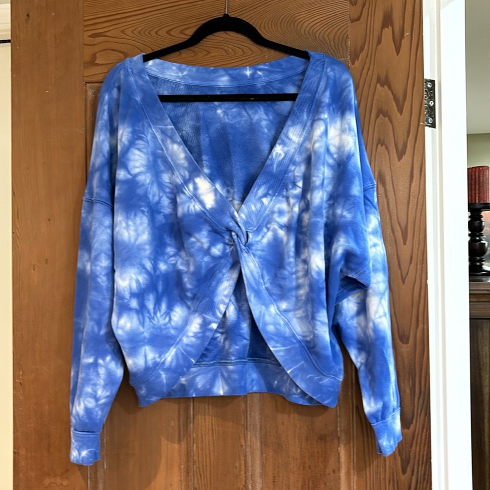 JoyLab Reversible Twist Front/Back Blue Tie Dye Sweatshirt XXL